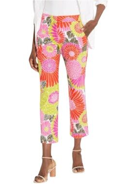 Trina Turk Lutton Pants Womens 6 Multi-Color Retro Floral